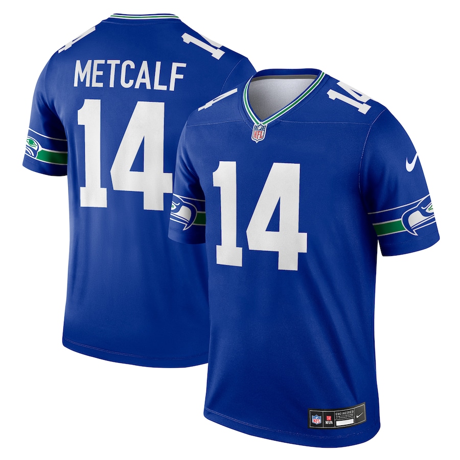 Mens Seattle Seahawks DK Metcalf  Royal Throwback Legend Player Jersey