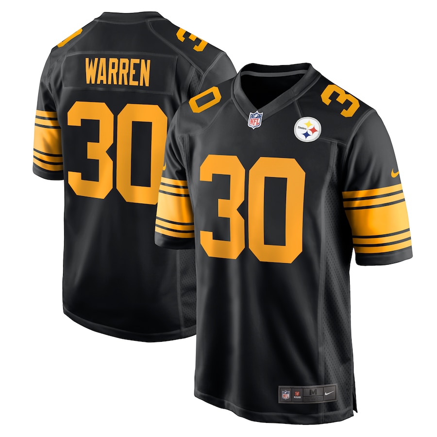 Mens Pittsburgh Steelers Jaylen Warren   Black Alternate Game Jersey