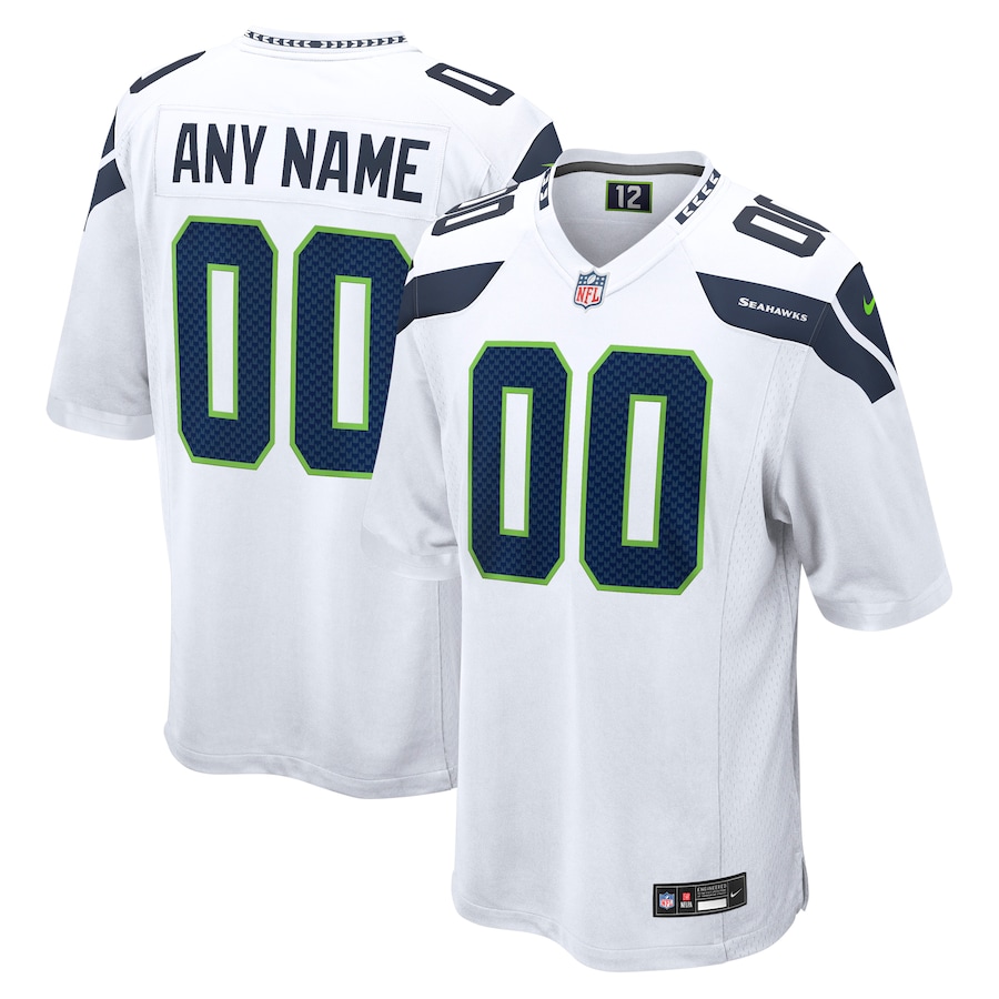 Mens Seattle Seahawks   White Custom Game Jersey