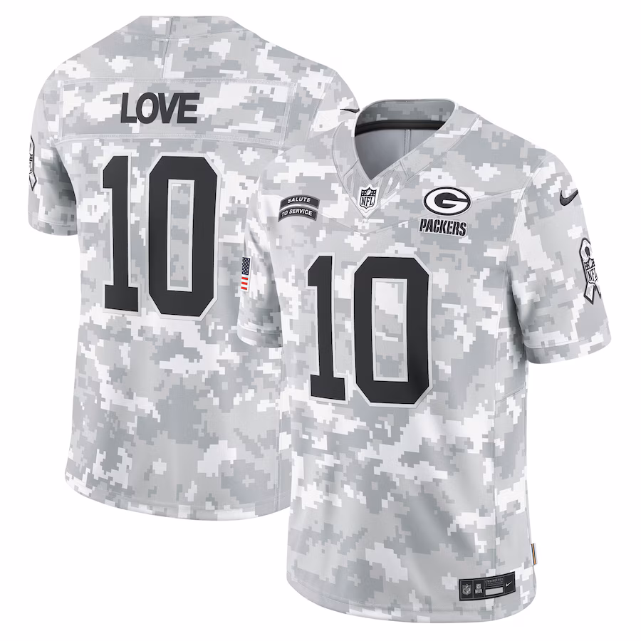 Jordan Love Green Bay Packers  2024 Salute to Service Limited Jersey - Arctic Camo
