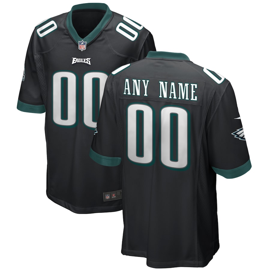 Mens Philadelphia Eagles  Black Alternate Custom Game Jersey