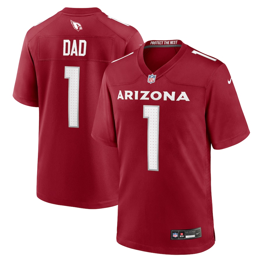 Mens Arizona Cardinals Number 1 Dad  Cardinal Game Jersey