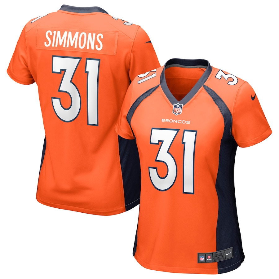 Womens Denver Broncos Justin Simmons  Orange Game Jersey
