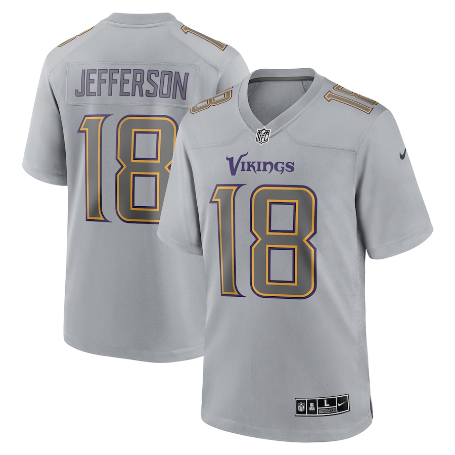 Mens Minnesota Vikings Justin Jefferson  Gray Atmosphere Fashion Game Jersey