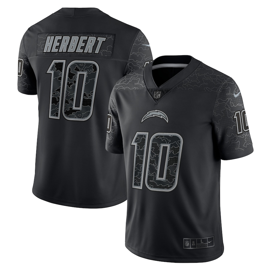 Mens Los Angeles Chargers Justin Herbert  Black RFLCTV Limited Jersey