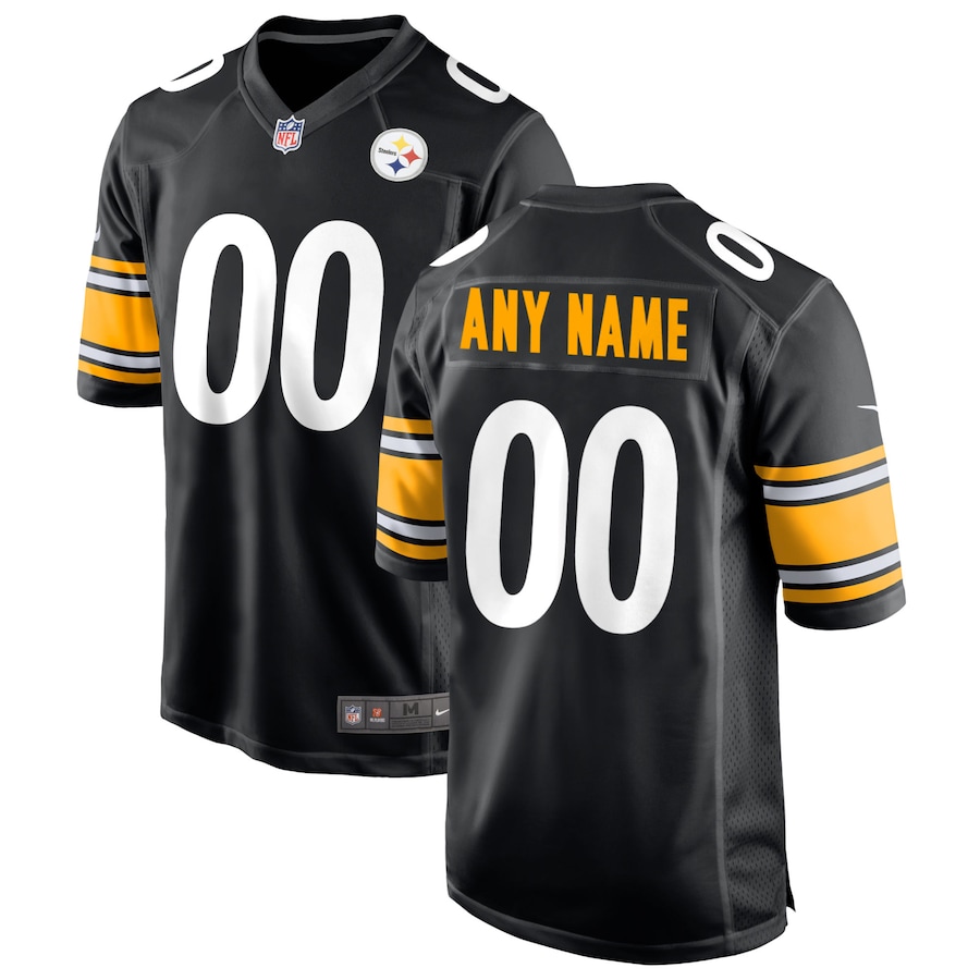 Mens Pittsburgh Steelers  Black Custom Game Jersey