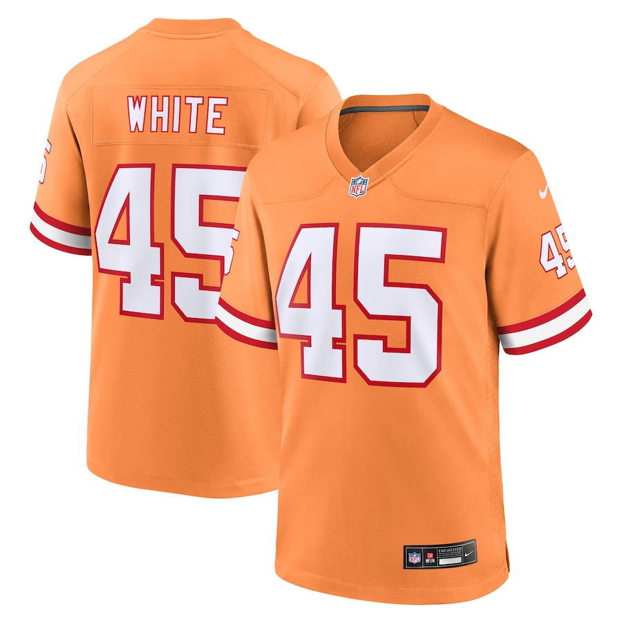 Mens Tampa Bay Buccaneers Devin White  Orange Throwback Game Jersey