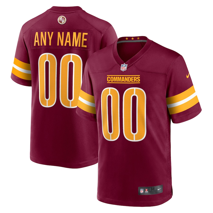 Mens Washington Commanders  Burgundy Game Custom Player Jersey