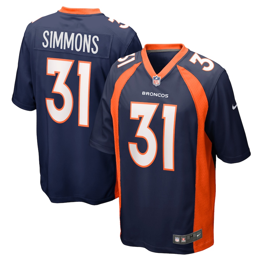 Mens Denver Broncos Justin Simmons  Navy Game Jersey
