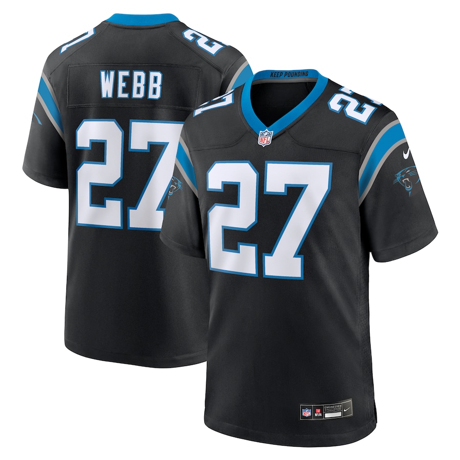 Mens Carolina Panthers Sam Webb   Black Team Game Jersey