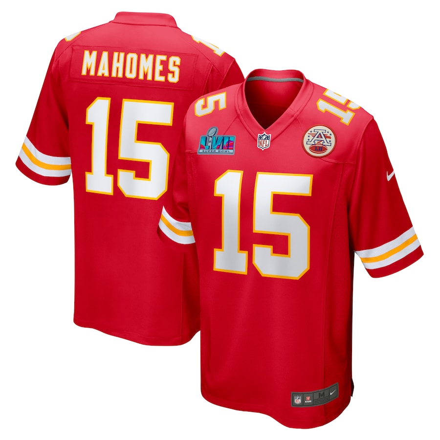 Mens Kansas City Chiefs Patrick Mahomes  Red Super Bowl LVII (2022 Season) Patch Game Jersey
