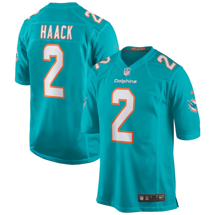 Mens Miami Dolphins Matt Haack  Aqua Game Jersey