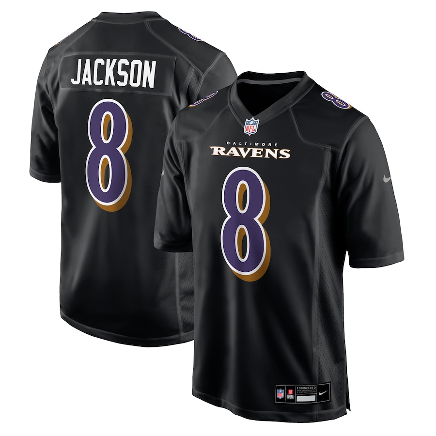 Mens Baltimore Ravens Lamar Jackson  Black Fashion Game Jersey