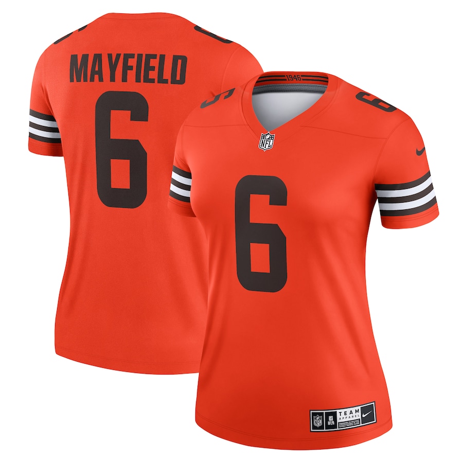Womens Cleveland Browns Baker Mayfield  Orange Inverted Legend Jersey