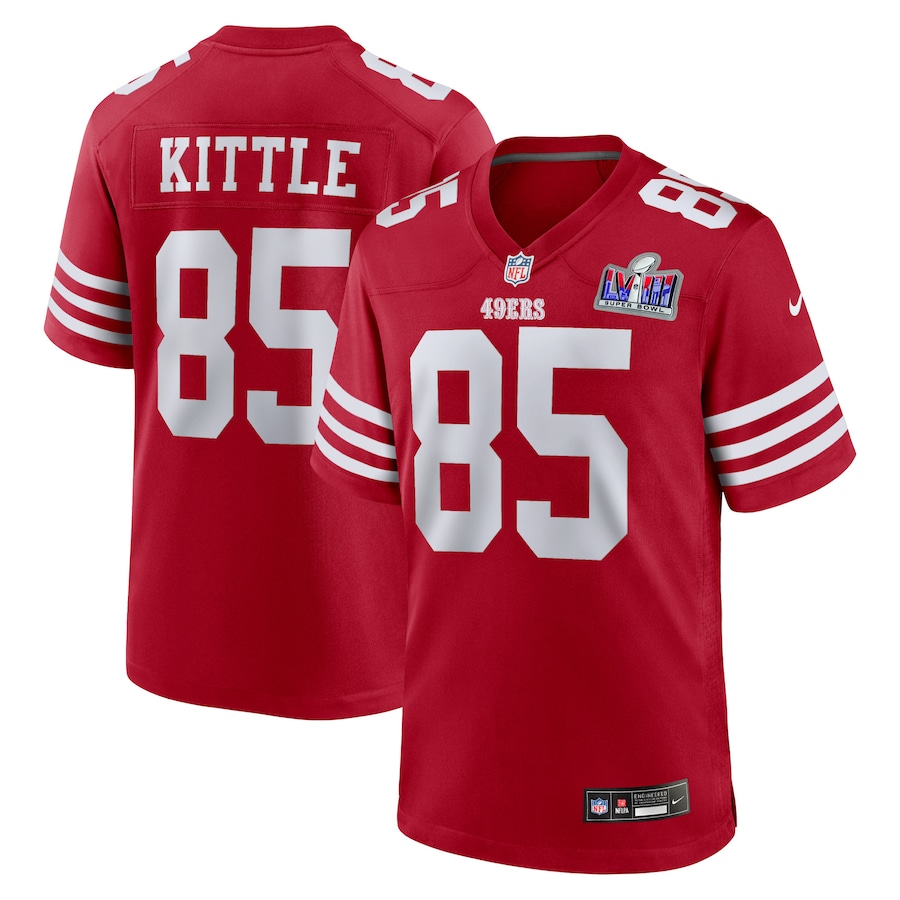Mens San Francisco 49ers George Kittle  Scarlet Super Bowl LVIII Game Jersey