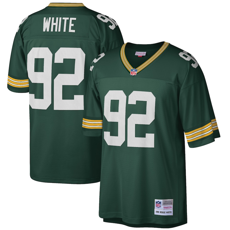 Mens Green Bay Packers Reggie White  Green Big & Tall 1996 Retired Player Replica Jersey