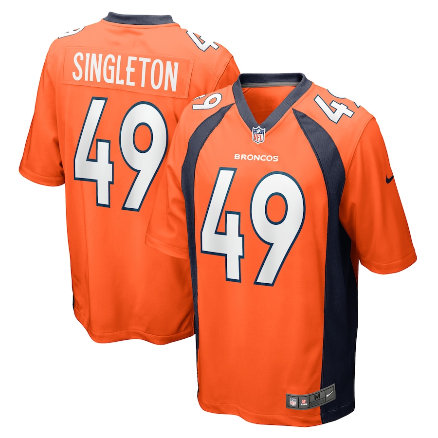 Mens Denver Broncos Alex Singleton  Orange Game Player Jersey