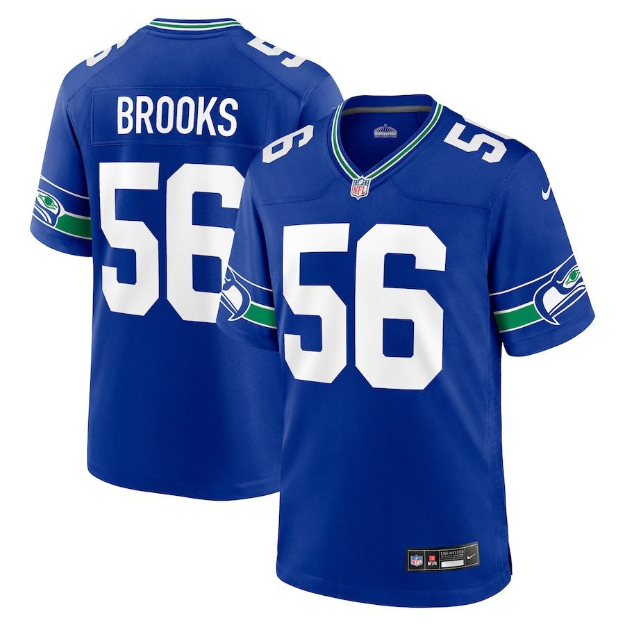 Jordyn Brooks 56 Seattle Seahawks Men Throwback Game Jersey - Royal