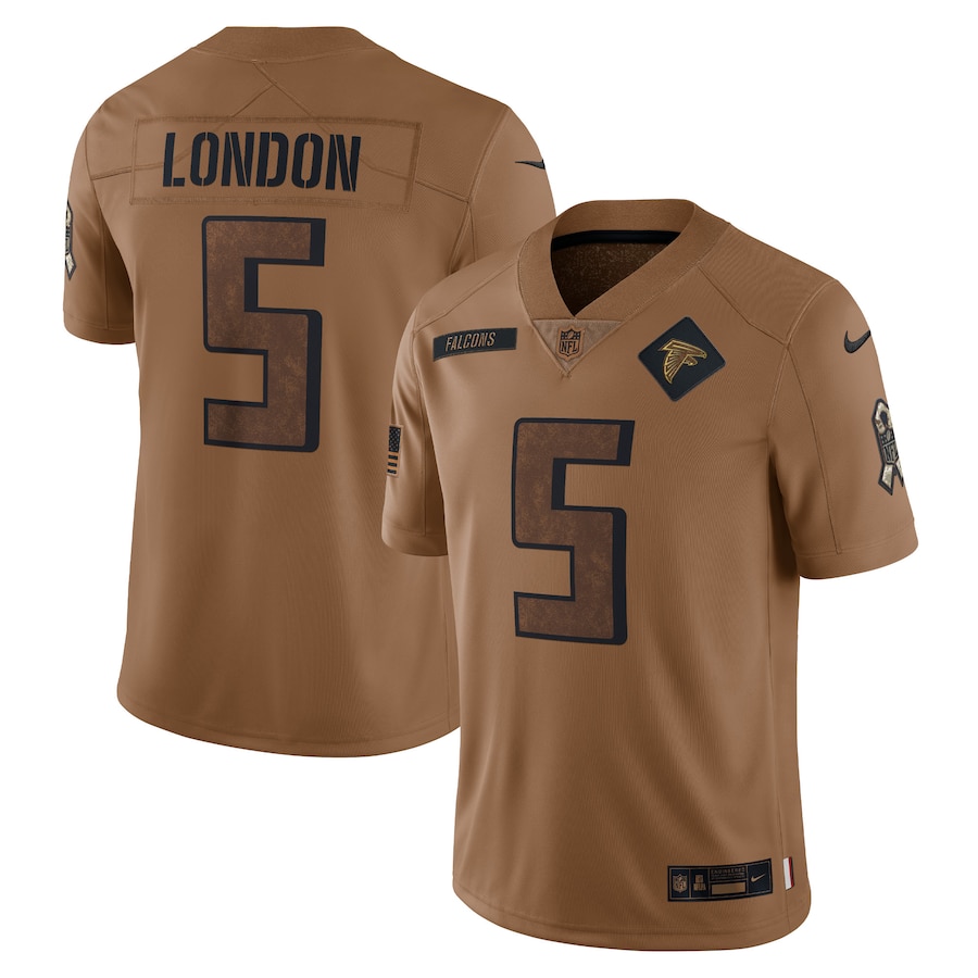 Mens Atlanta Falcons Drake London  Brown 2023 Salute To Service Limited Jersey
