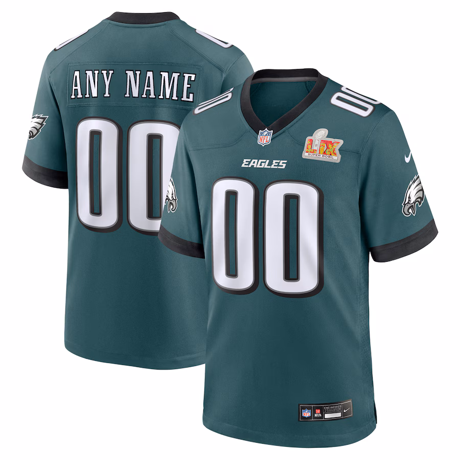 Philadelphia Eagles  Super Bowl LIX Custom Game Jersey - Midnight Green
