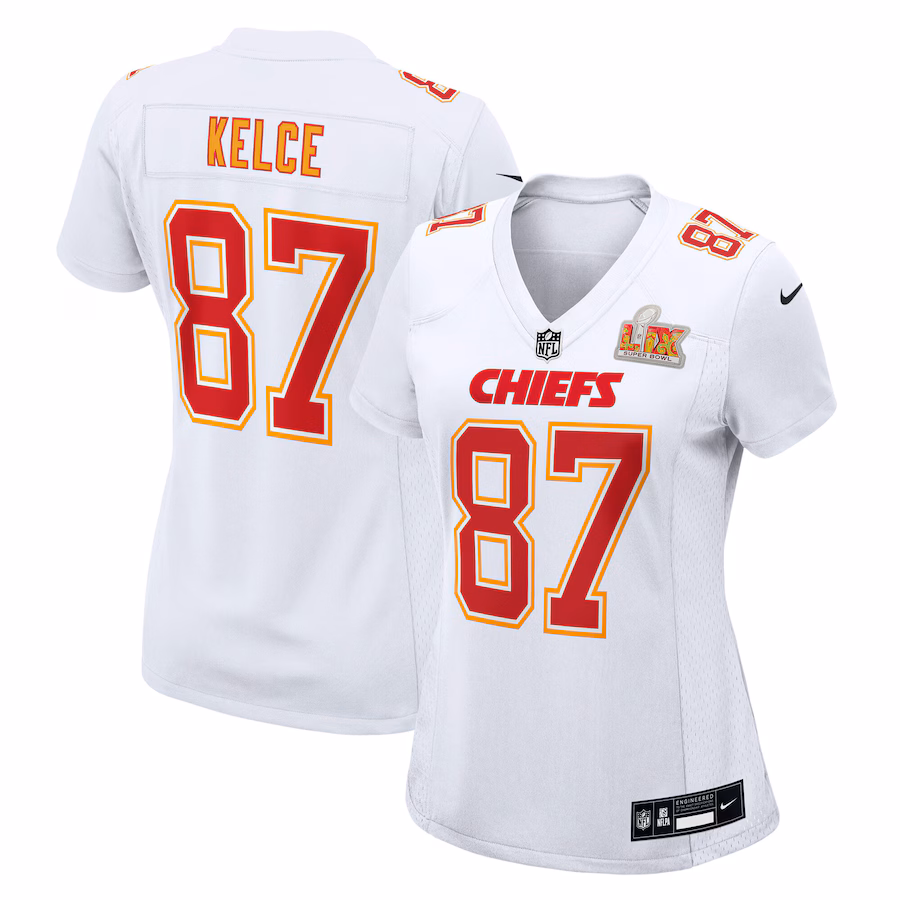 Travis Kelce Kansas City Chiefs  Women's Super Bowl LIX Fashion Game Jersey - Tundra White