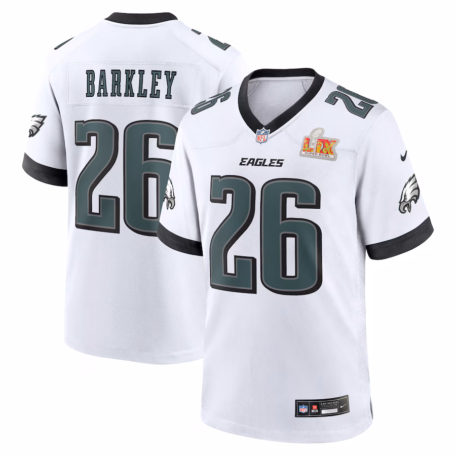 Saquon Barkley Philadelphia Eagles  Super Bowl LIX Game Player Jersey - White