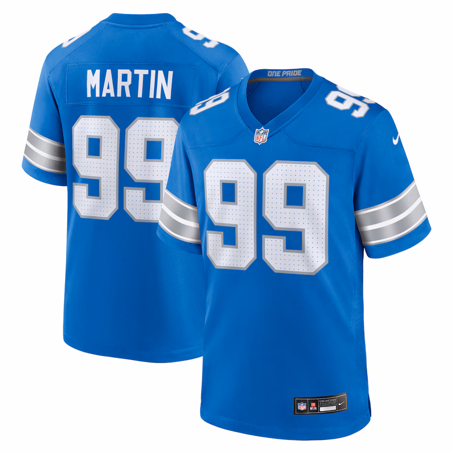 Brodric Martin Detroit Lions  Team Game Jersey -  Blue