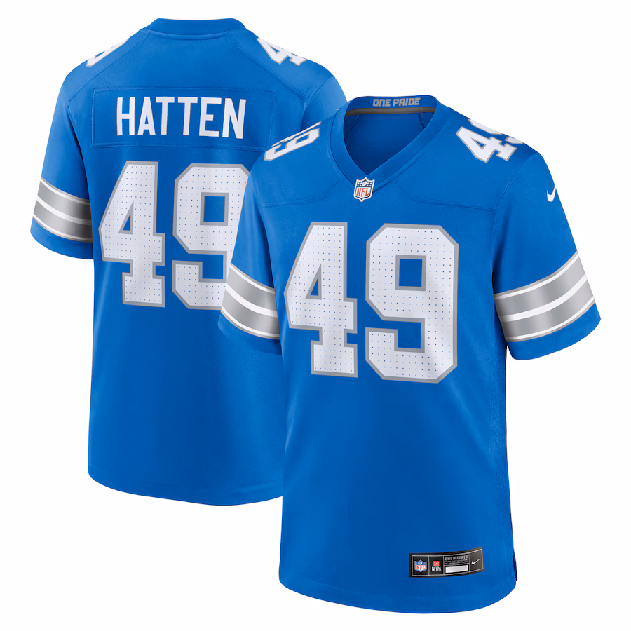 Hogan Hatten Detroit Lions  Game Jersey -  Blue