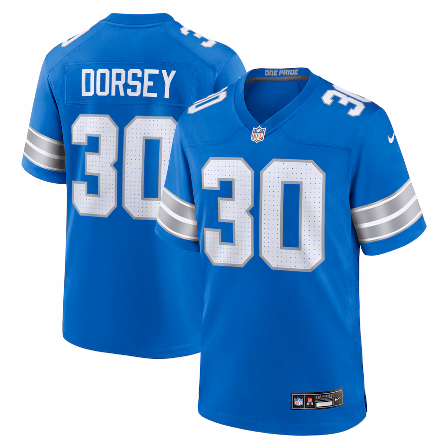 Khalil Dorsey Detroit Lions  Team Game Jersey -  Blue