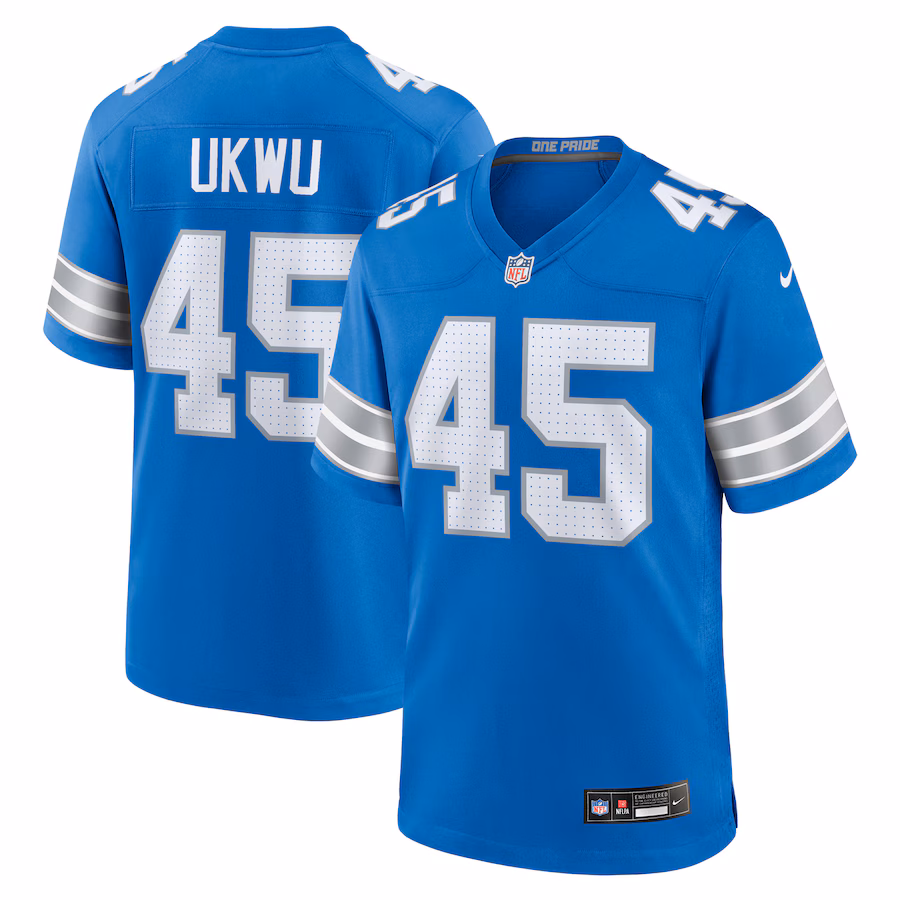 Isaac Ukwu Detroit Lions  Game Jersey -  Blue