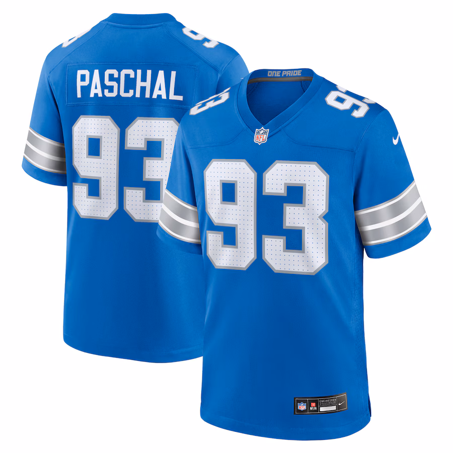 Josh Paschal Detroit Lions  Team Game Jersey -  Blue