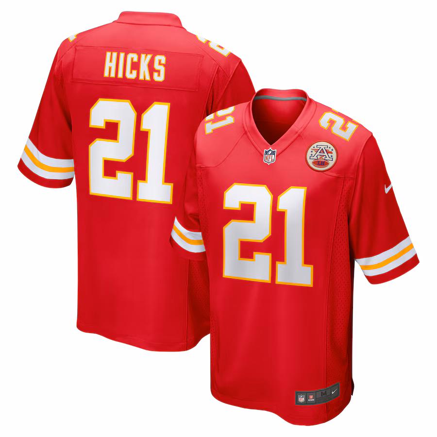 Jaden Hicks Kansas City Chiefs   Game Jersey -  Red