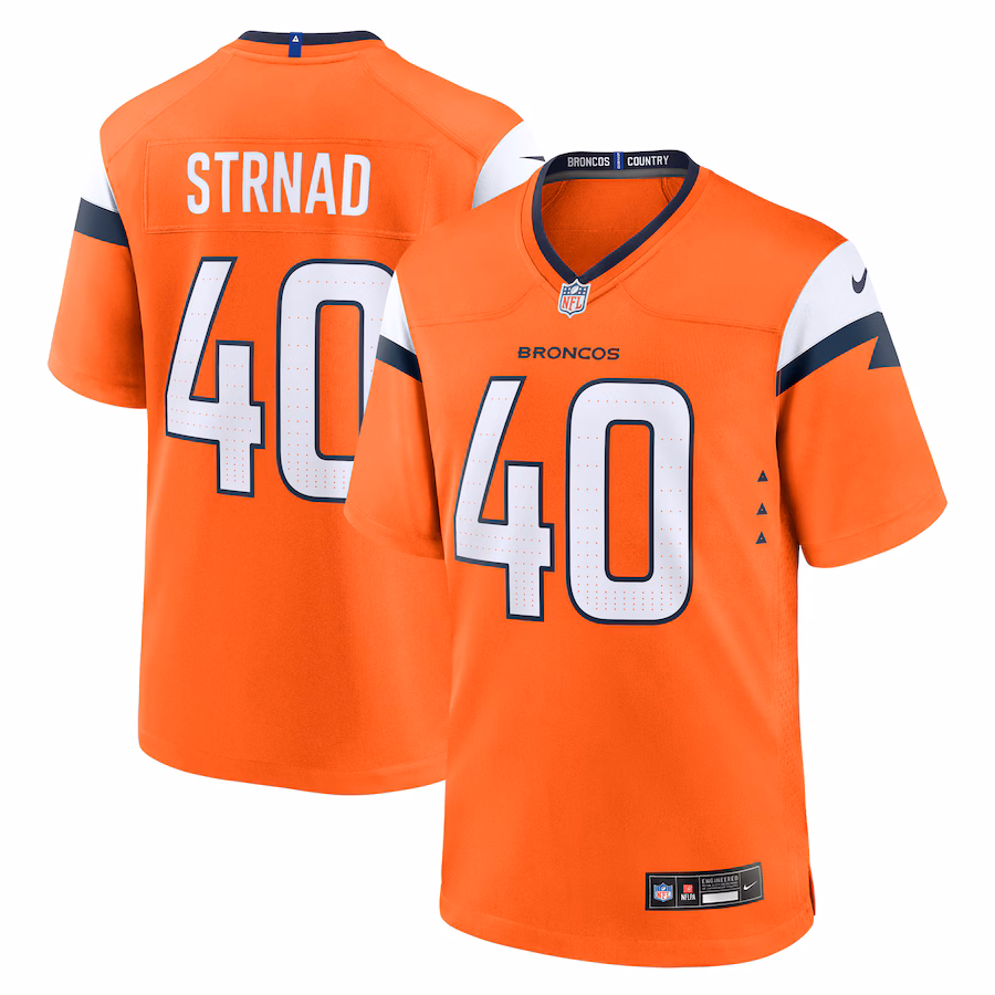 Justin Strnad Denver Broncos  Team Game Jersey -  Orange