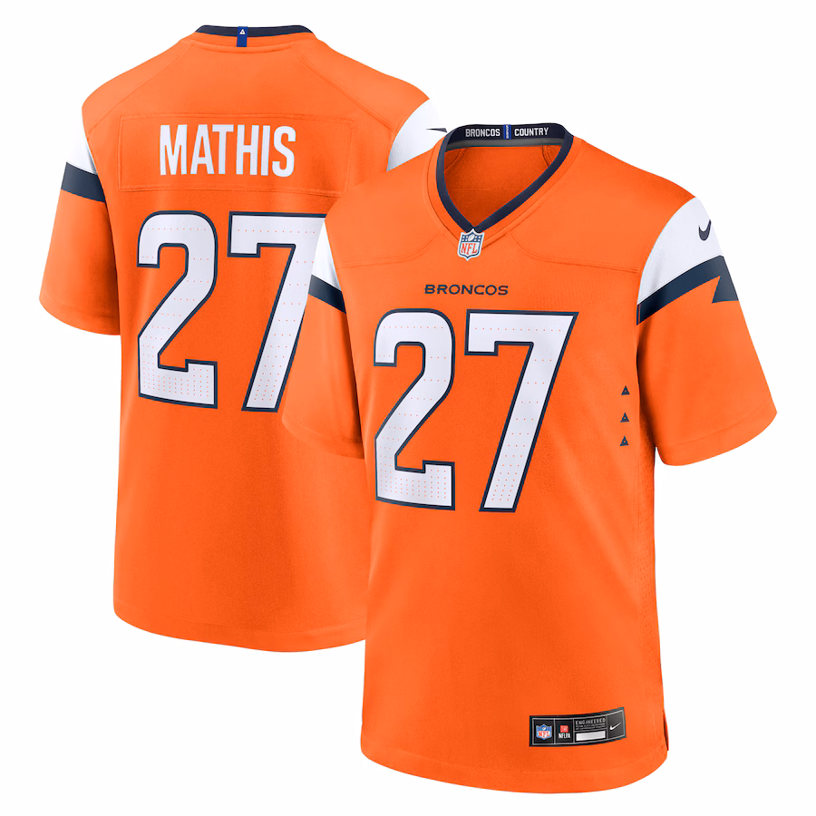 Damarri Mathis Denver Broncos  Team Game Jersey -  Orange