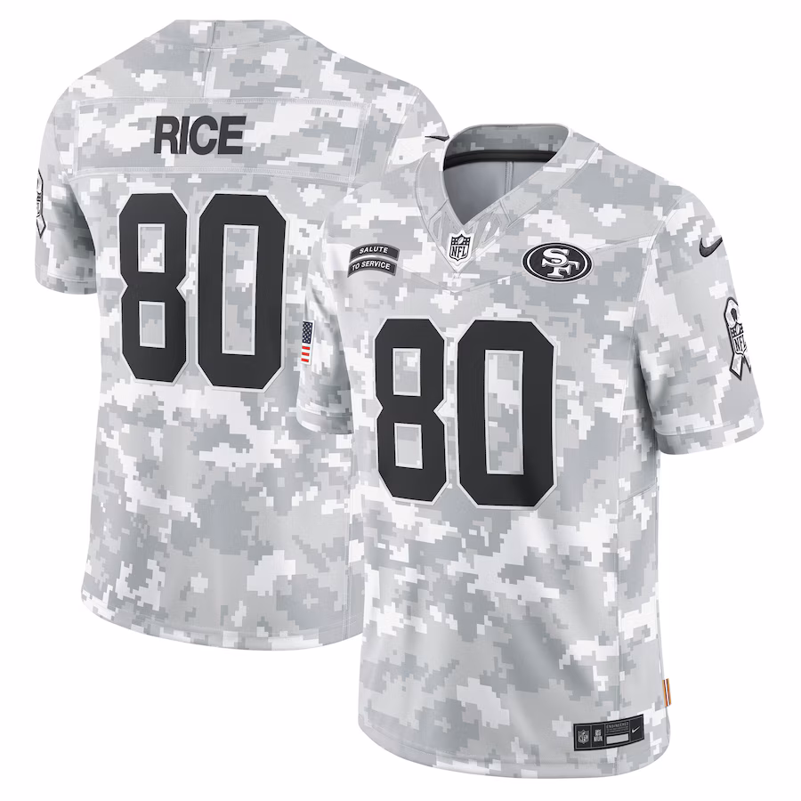 Jerry Rice San Francisco 49ers  2024 Salute to Service Retired Player Limited Jersey - Arctic Camo