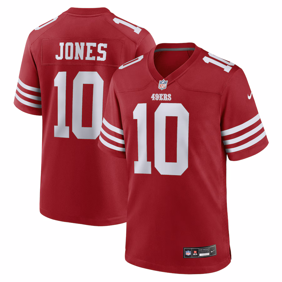 Mac Jones San Francisco 49ers  Team Game Jersey -  Scarlet