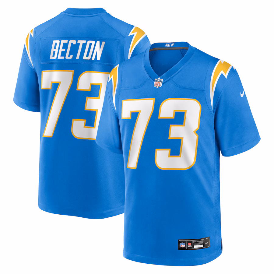 Mekhi Becton Los Angeles Chargers  Team Game Jersey -  Powder Blue