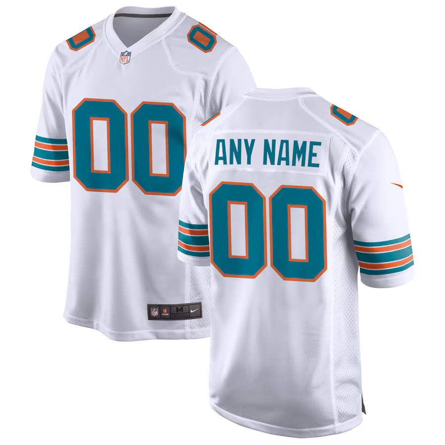 Miami Dolphins   Alternate Custom Game Jersey - White