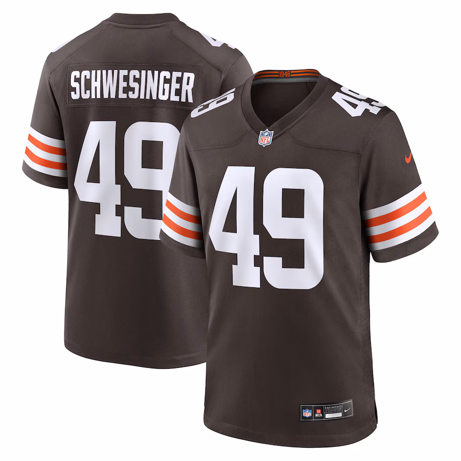 Carson Schwesinger Cleveland Browns   2025 NFL Draft Game Jersey - Brown