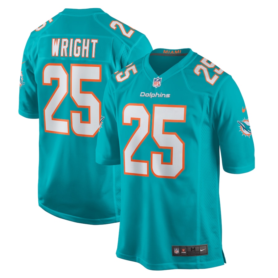 Jaylen Wright Miami Dolphins   Game Jersey -  Aqua