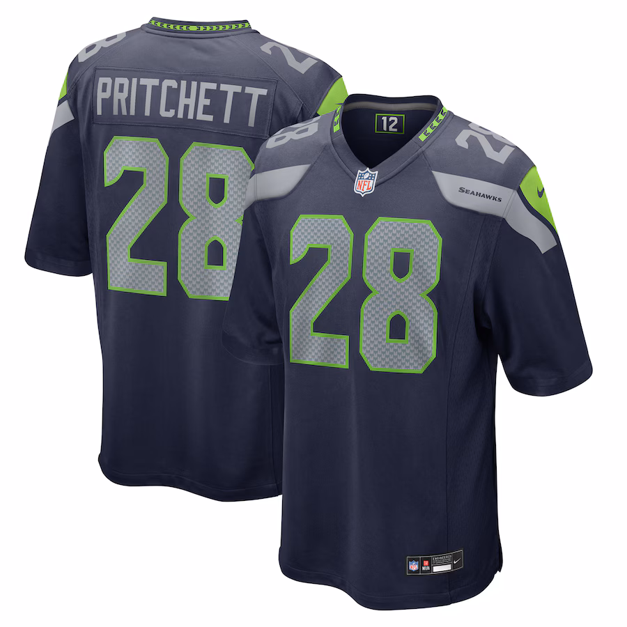 Nehemiah Pritchett Seattle Seahawks    Game Jersey -  College Navy