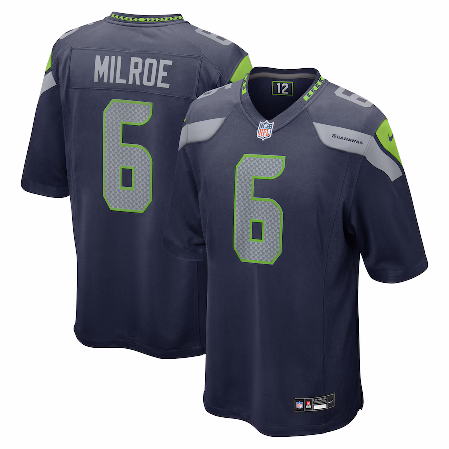 Jalen Milroe Seattle Seahawks  2025 NFL Draft Game Jersey - College Navy