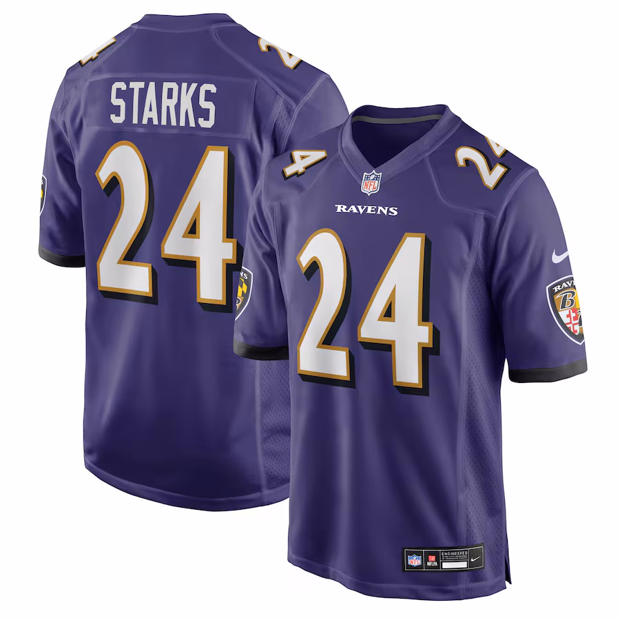 Men's Baltimore Ravens Malaki Starks   Purple 2025 NFL Draft First Round Pick Game Jersey