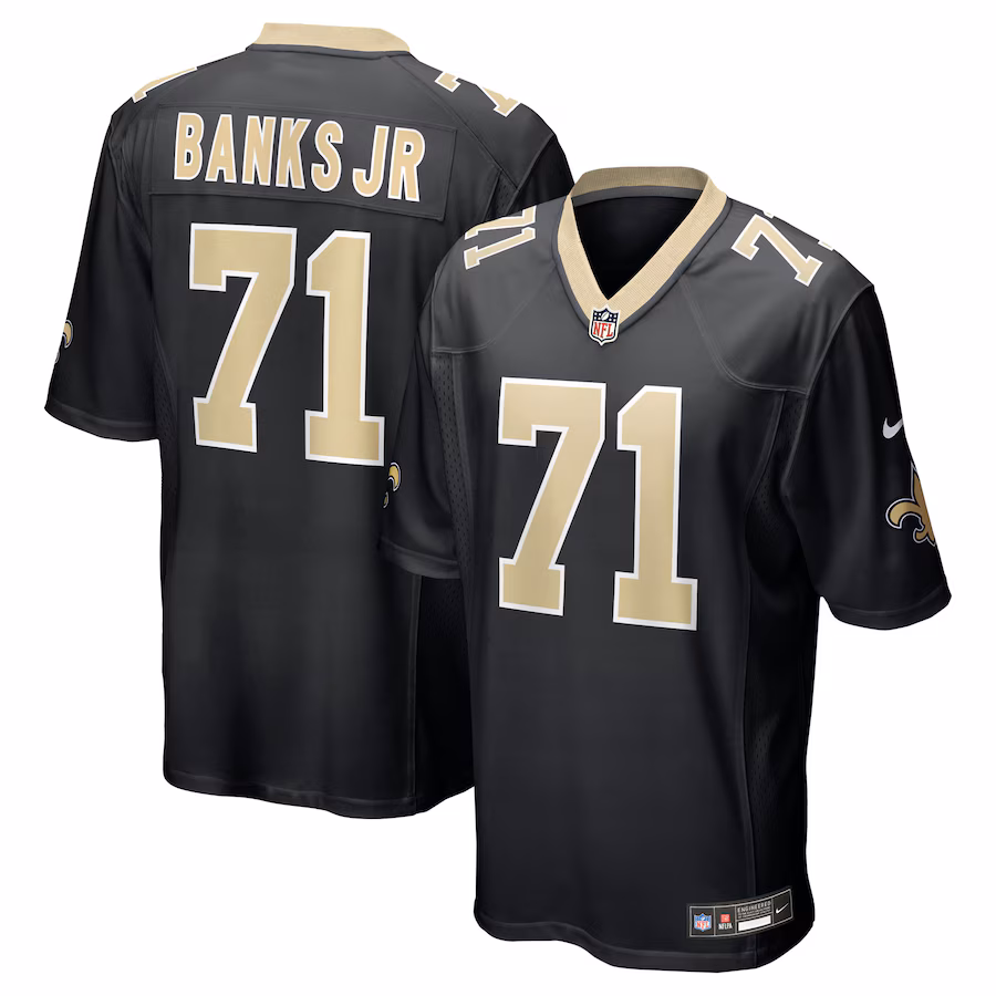Men's New Orleans Saints Kelvin Banks Jr.  Black 2025 NFL Draft First Round Pick  Game Jersey