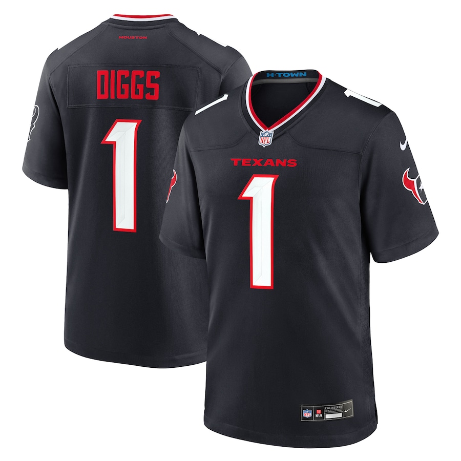 Men's Houston Texans Stefon Diggs   Navy Game Jersey