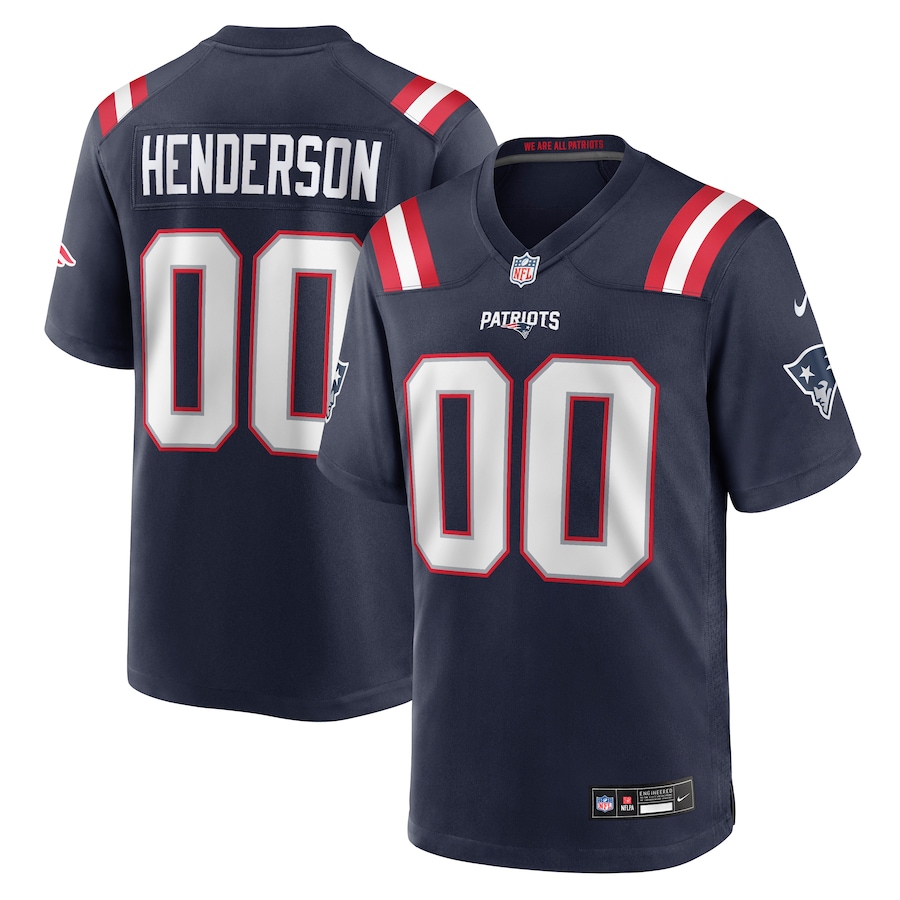 Men's New England Patriots TreVeyon Henderson   Navy 2025 NFL Draft Game Jersey