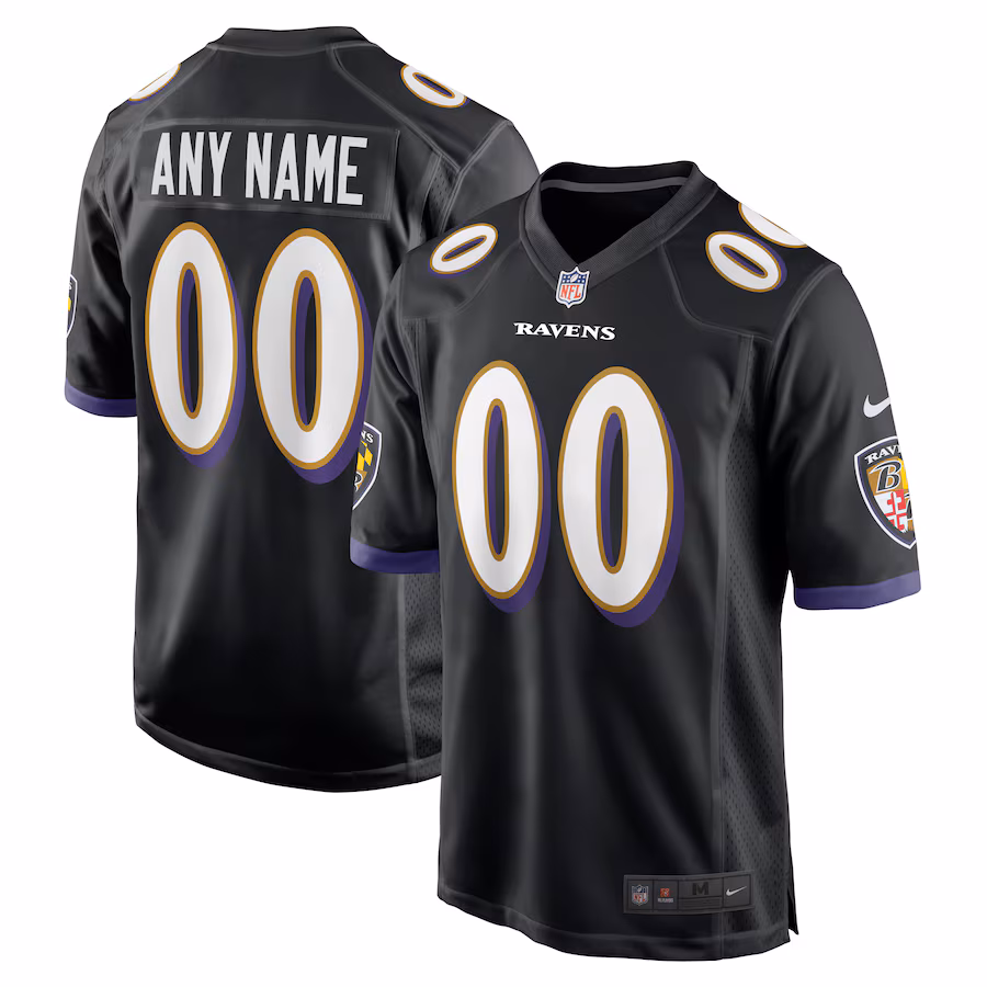 Baltimore Ravens   Alternate Custom Game Jersey - Black