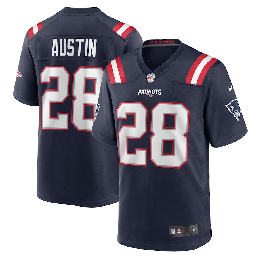 Alex Austin New England Patriots   Game Jersey -  Navy