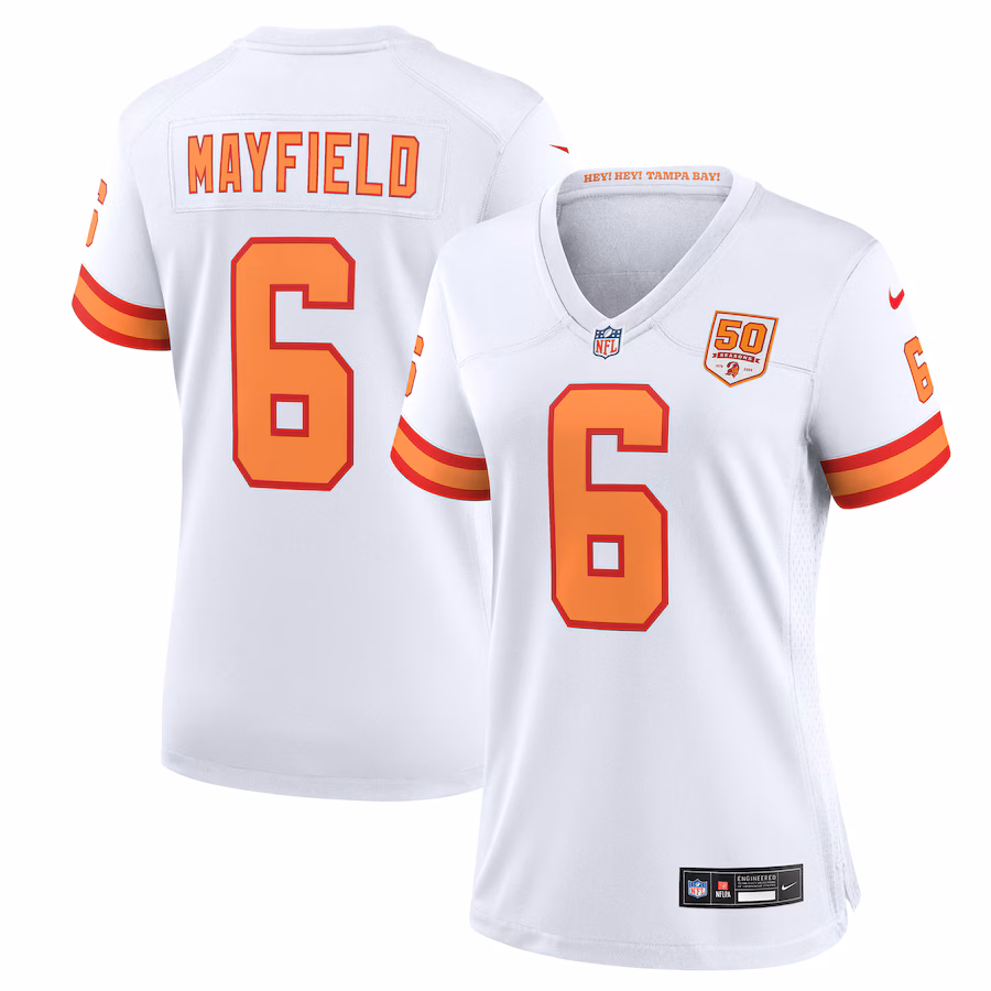 Baker Mayfield '76 Tampa Bay Buccaneers  Women's 50th Season Game Jersey - White
