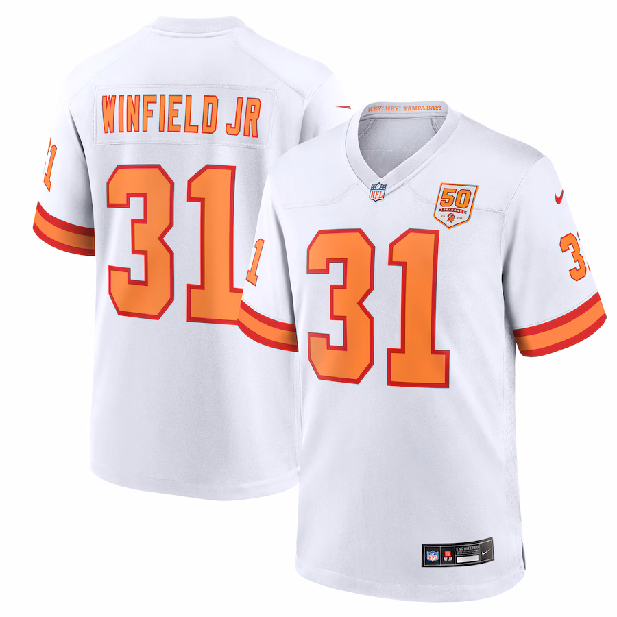 Antoine Winfield Jr. '76 Tampa Bay Buccaneers  50th Season Game Jersey - White